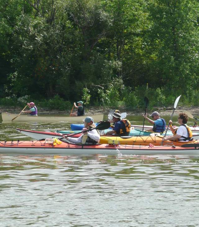 Group kayaking on the fox river