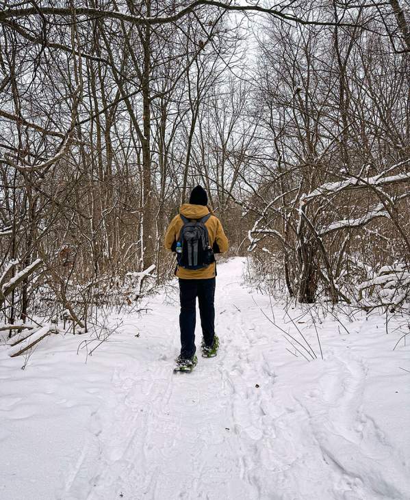 MI Playground snowshoeing on trail