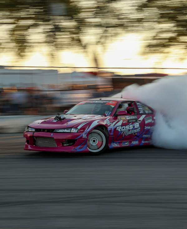 Outlaw purple burnout car