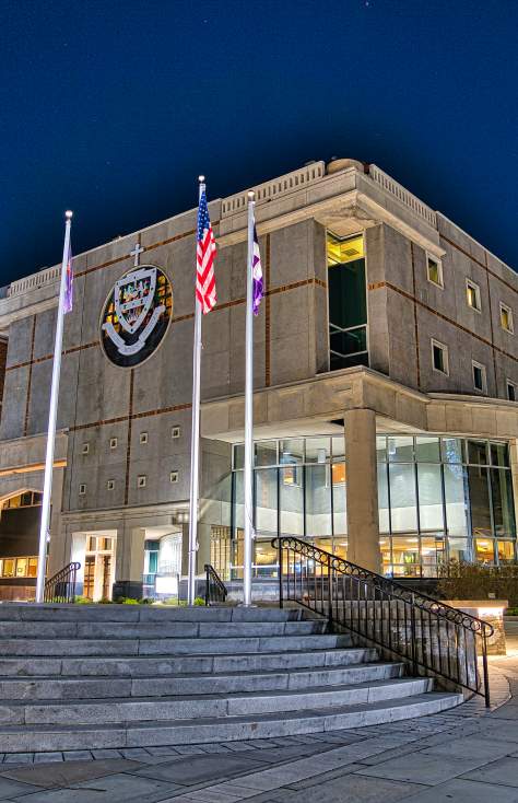 The University of Scranton at night in Scranton, PA