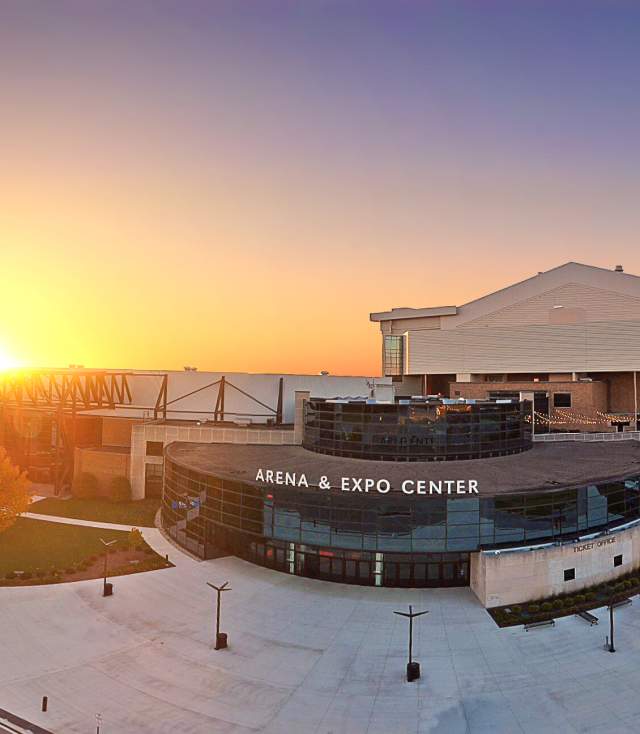 Aerial View of Allen County War Memorial Coliseum at Sunset