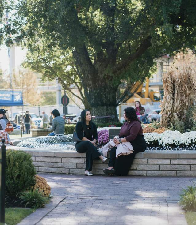People on the Square in Fall