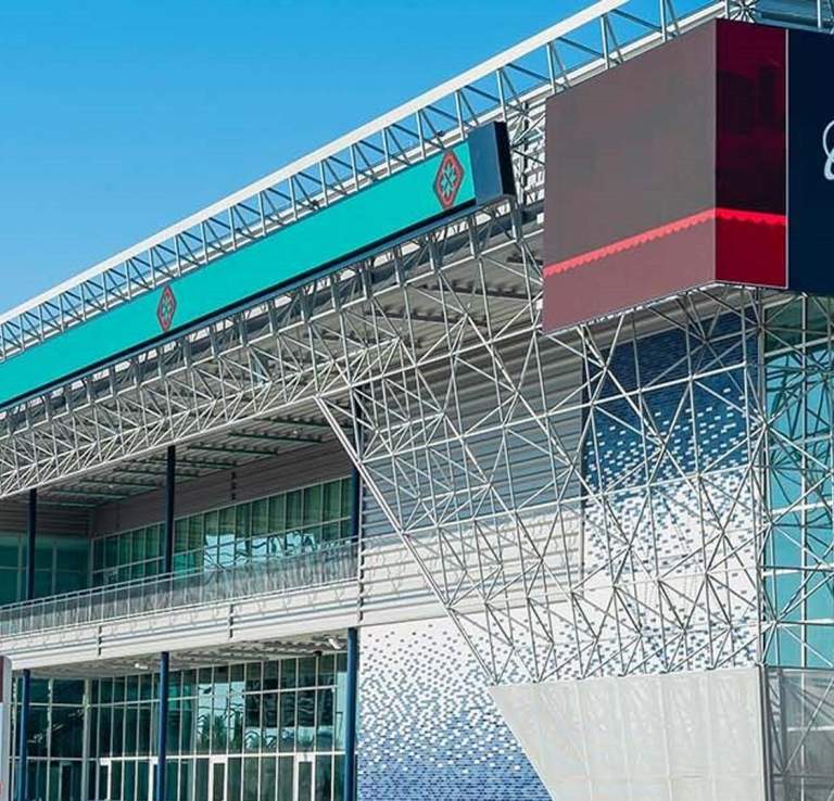 Exterior building with blue sky in background