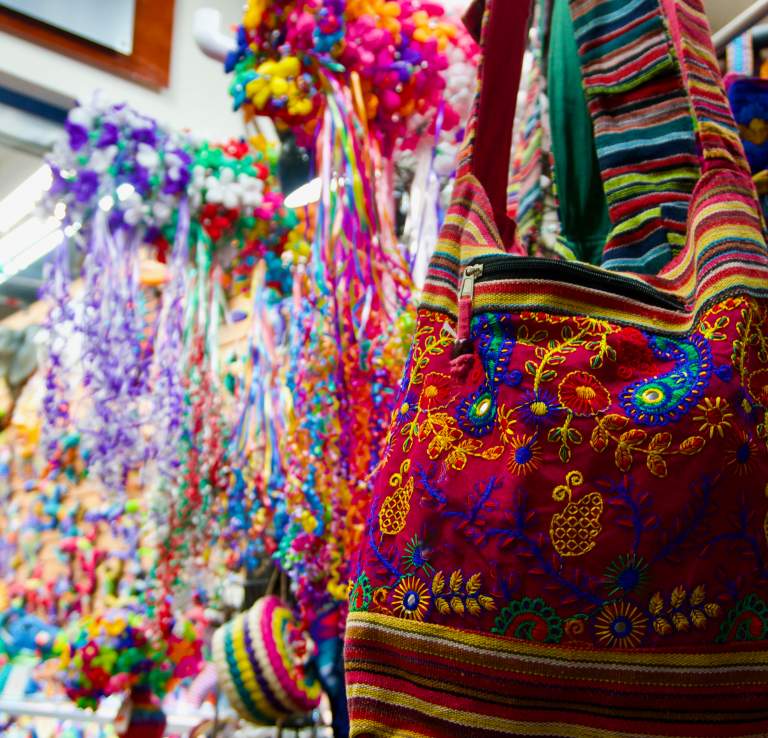 Flower crowns and handbags at Historic Market Square