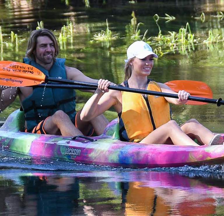 Man and woman kayaking