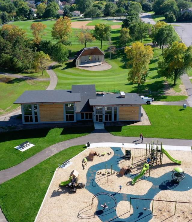 Large park with playground and event facilities