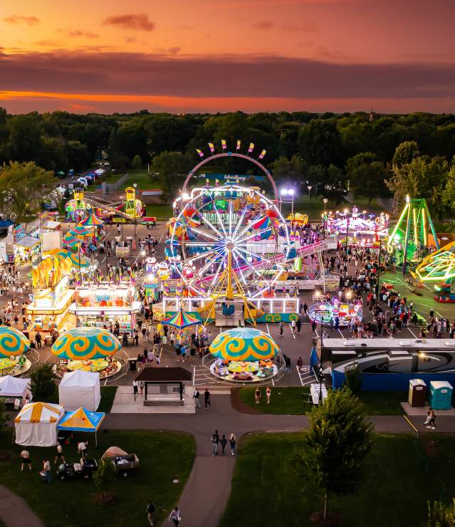 Aerial photo of Woodbury Days community festival