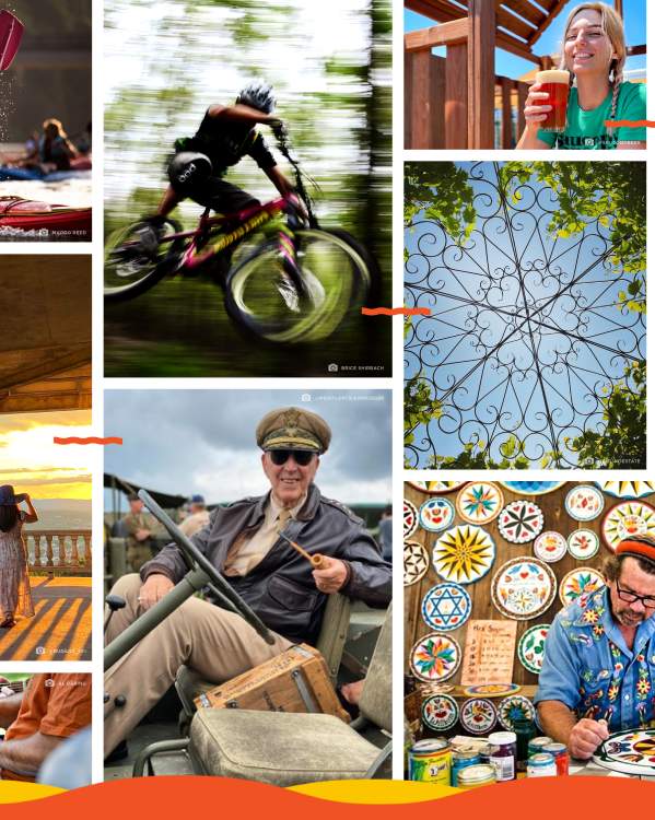 The image shows a collection of pictures, each showing a different spring activity.