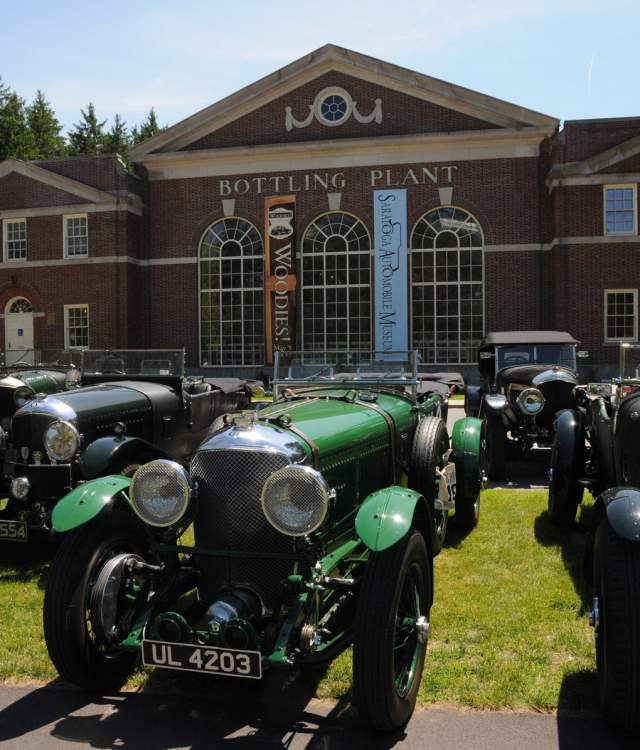 Old vintage cars outside of the saratoga automobile museum