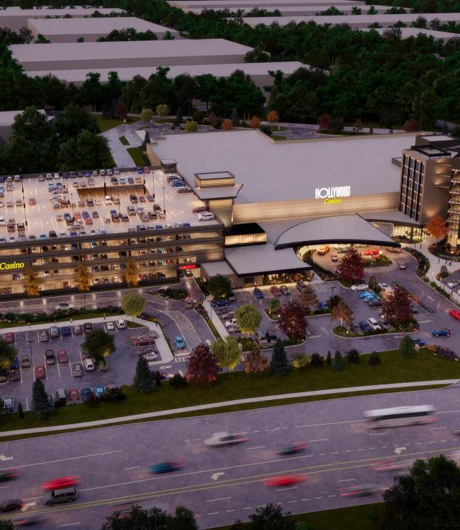 Hollywood Casino Aurora exterior aerial rendering