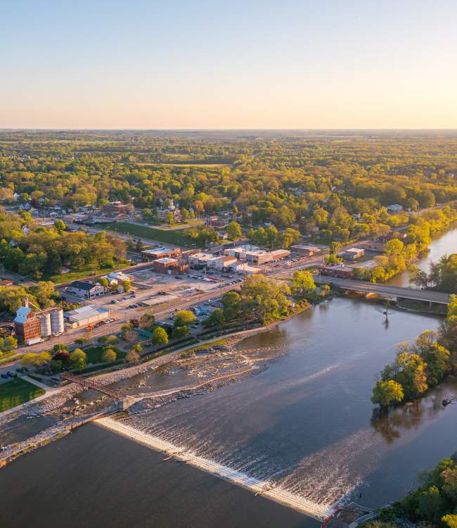 Yorkville Aerial Shot - Fox River