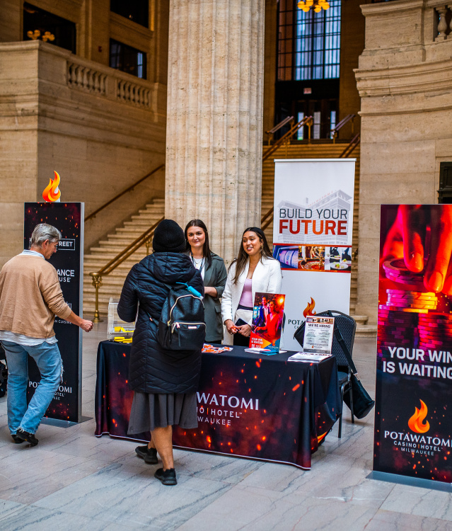 Potawatomi Casino | Hotel booth at Union Station for Wisconsin in Chicago Day
