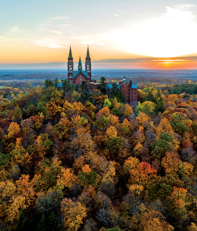 Bird's eye view of Holy Hill in Autumn