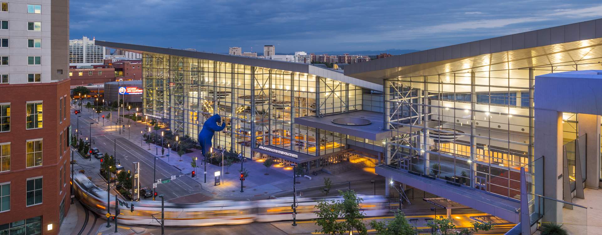 The Denver Convention Center. Yes that is a blue bear outside the convention center.