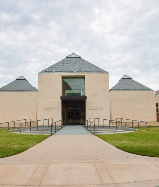 Exterior image of the Fred Jones Jr. Museum of Art during the day