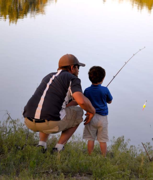 A father and son fishing at Sutton Wilderness Park