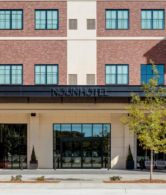Image of the exterior of NOUN Hotel in Norman, Oklahoma