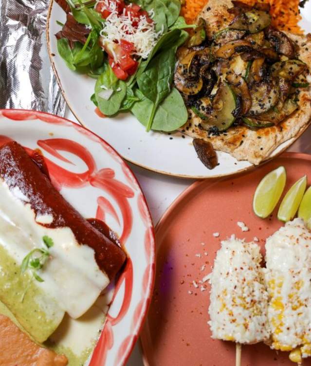 Overhead image of delicious mexican fare from Rosa Mezcal in Norman, Oklahoma