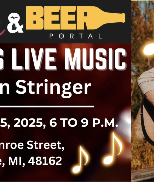 Sean Stringer LIVE Acoustic Singer/Songwriter at the Michigan Wine and Beer Portal, Friday, September 5, 2025, from 6 to 9 p.m.