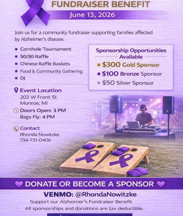Alzheimer’s fundraiser /Corn Hole Event