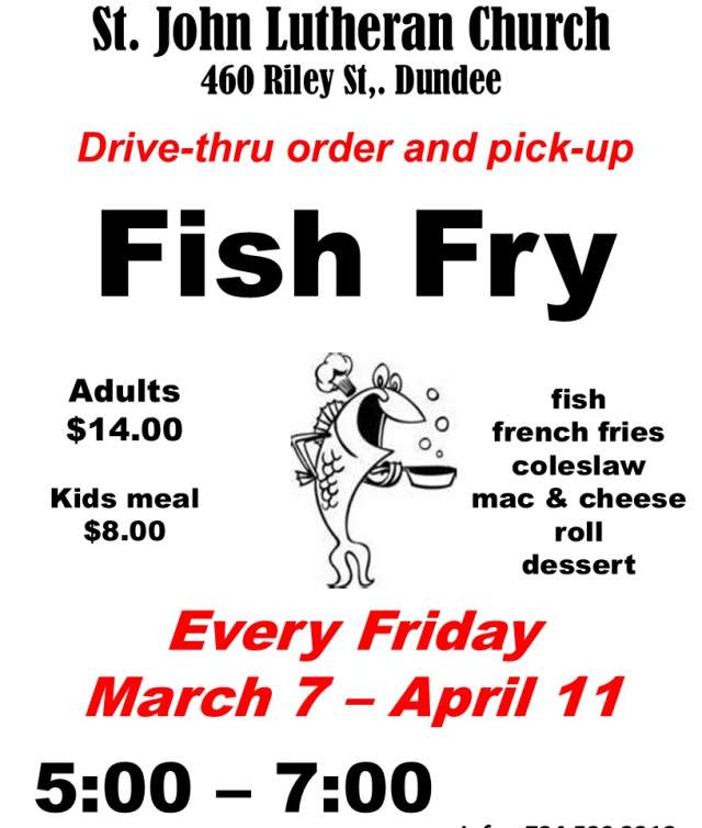 St. John Lutheran Church Lenten Fish Fry Dinners