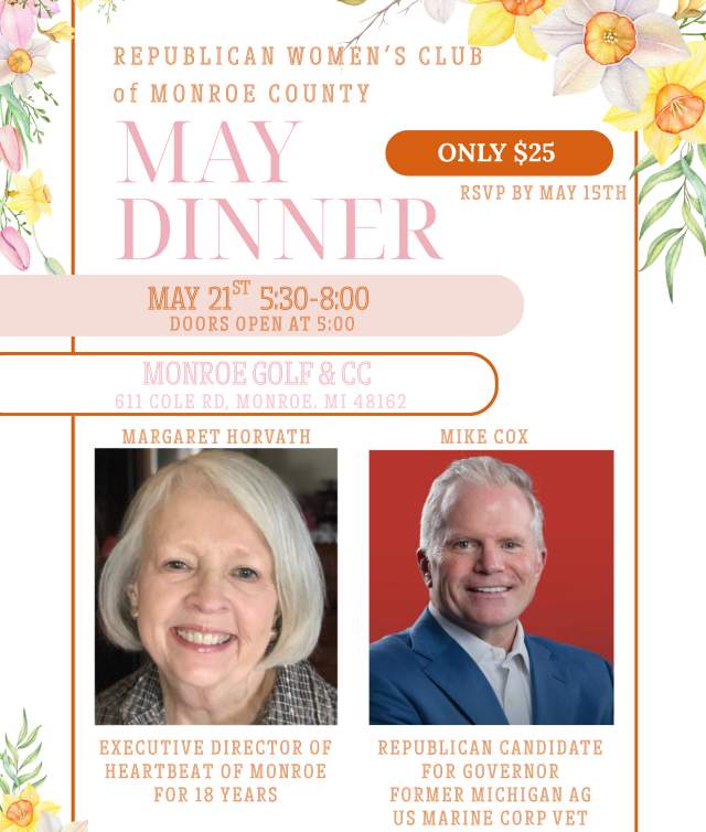 Republican Women's Club Monroe County  May 21 Dinner Meeting