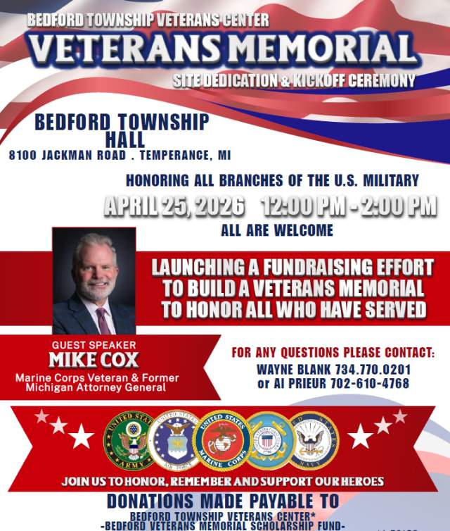 Bedford Twp Veterans Memorial Site Dedication & Kickoff Ceremony