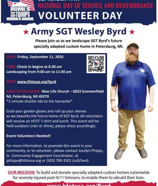 Volunteer Day for Army SGT Wesley Byrd