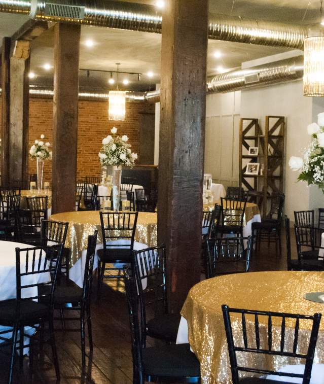 Wedding venue with white roses