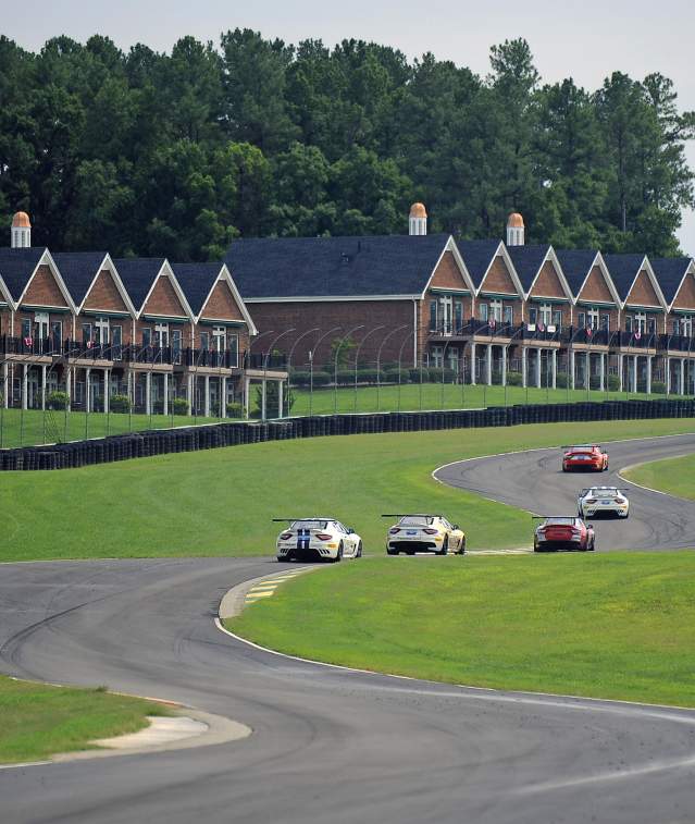 Cars racing around a curvy track