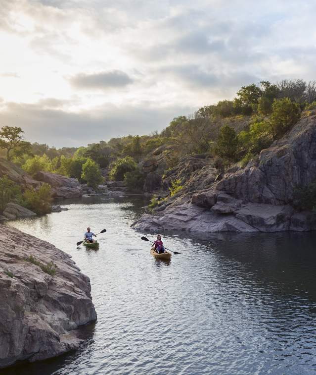 Kayaks on the river