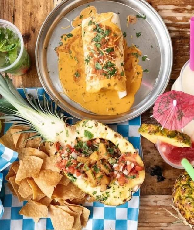 A colorful display of favorite Mexican food and drink