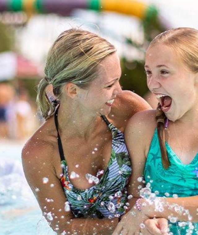 mother and daughter at the waterpark