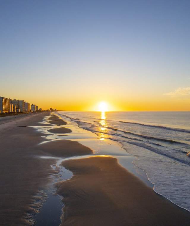 A beautiful sunrise over the coast line of North Myrtle Beach
