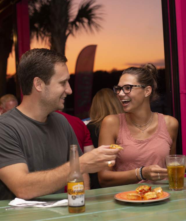 Couple Dining Outdoors at a North Myrtle Beach Restaurant