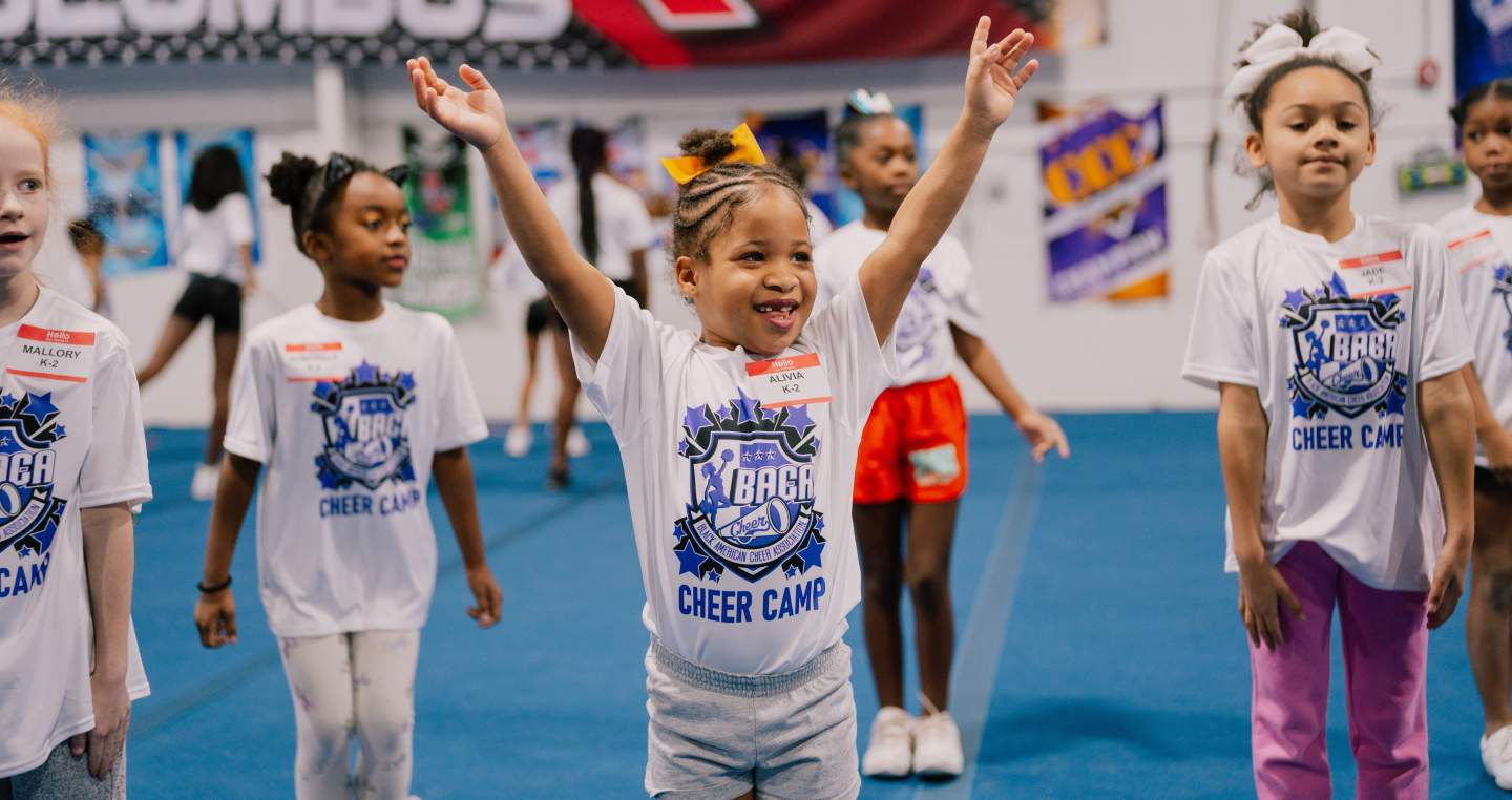 children enjoying the Black American Cheer Association cheer camp