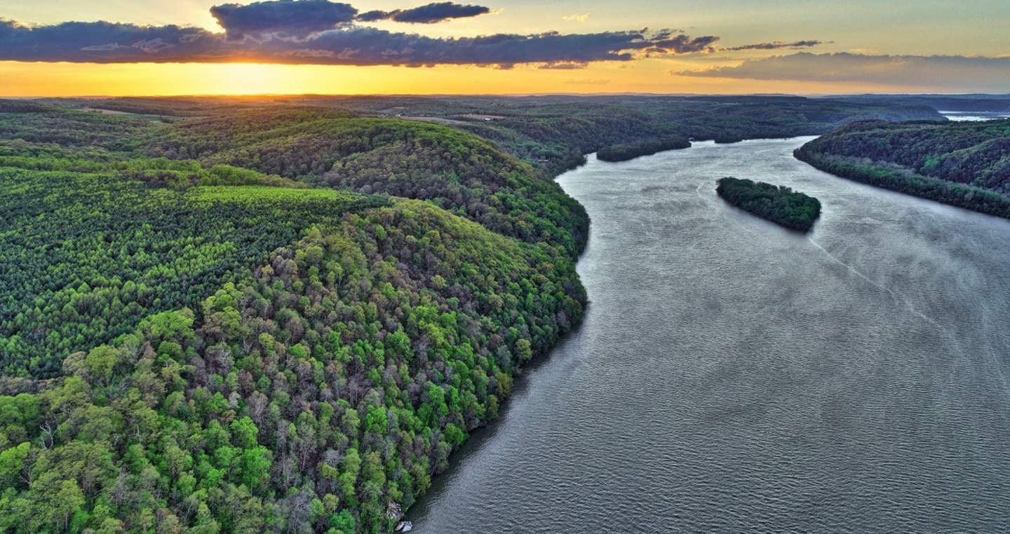sunset over the susquehanna river