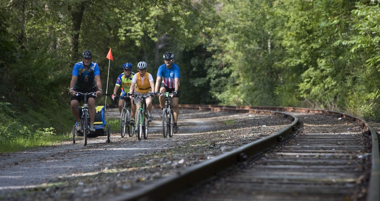 bikers on rail trail