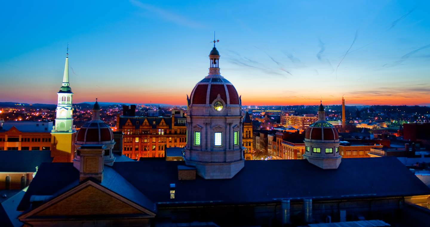 Sunset behind the York City skyline