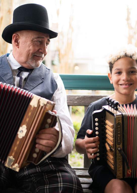 Playing the Accordion at Vermilionville