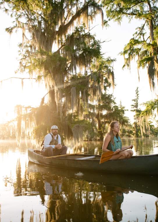 Couple Paddling at Lake Martin in Breaux Bridge, Louisiana