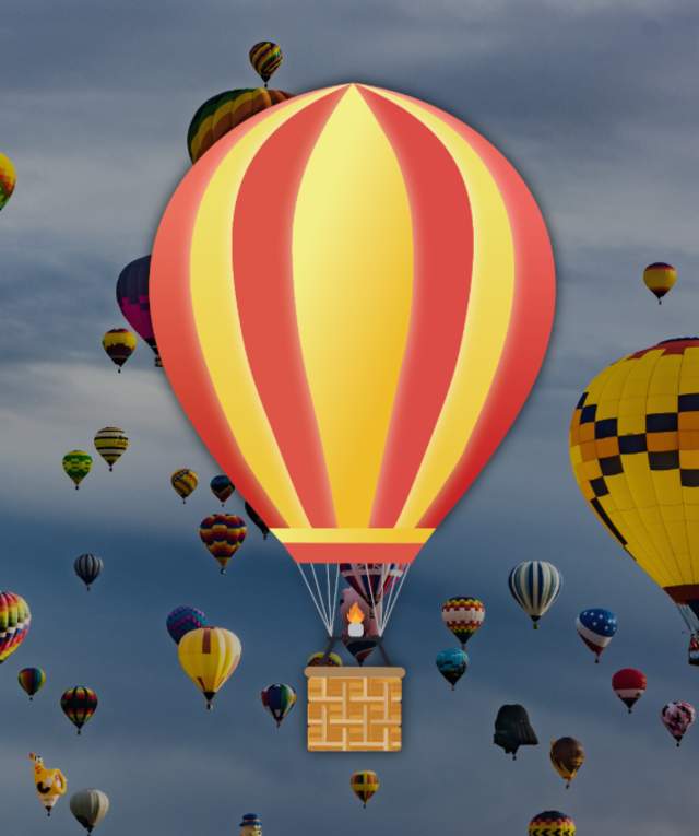 hot air balloon emoji concept with text thread