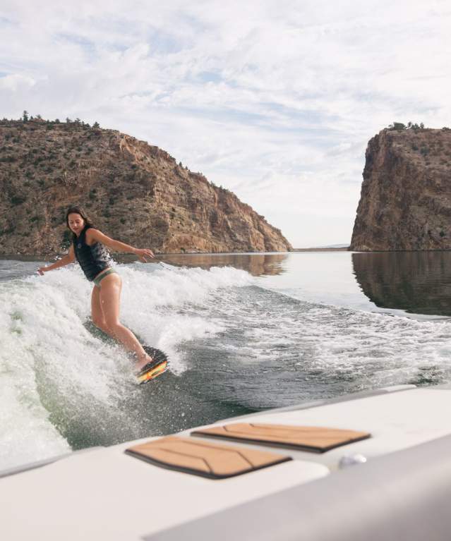 Wakeboarding at Alcova Reservoir