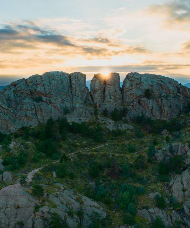 Aerial shot of Horsetooth Rock