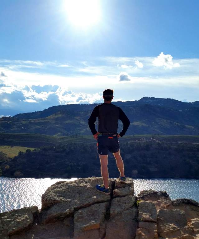 Man overlooking Horsetooth Reservior, Fort Collins