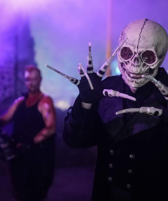 Skeleton monster scaring visitors Fright Fest