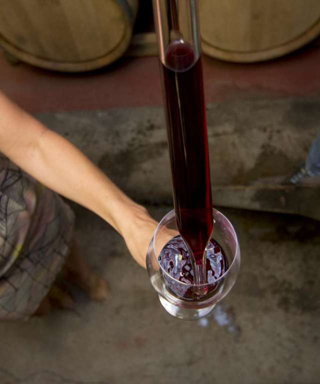 Pouring Wine from Barrel