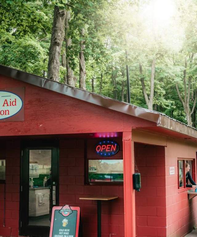 First aid station in the woods