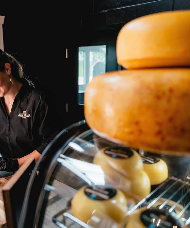 woman cutting cheese
