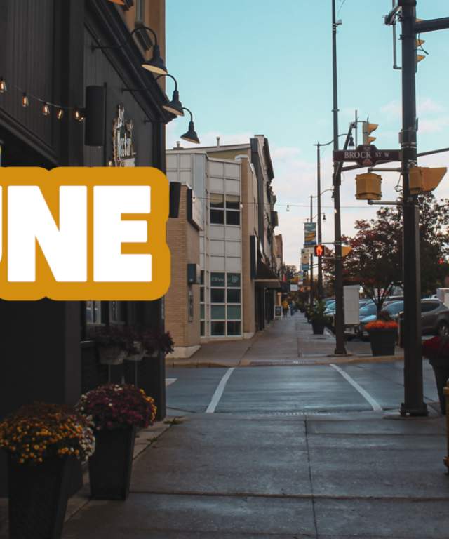 Image of downtown Tillsonburg with Only in June text overlay